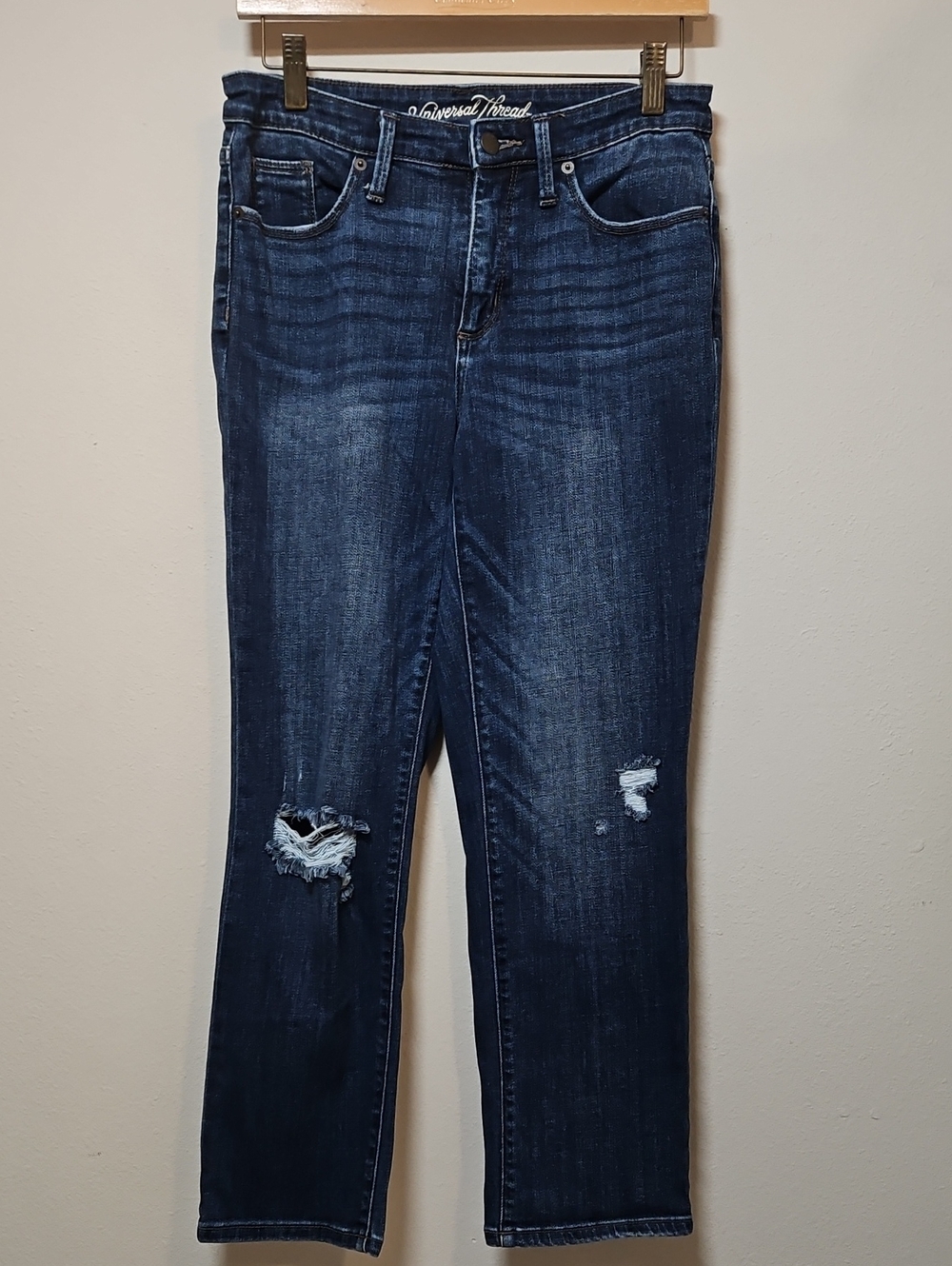 Universal Thread 6/28 Dark Indigo Skinny Jeans with Knee Distressing